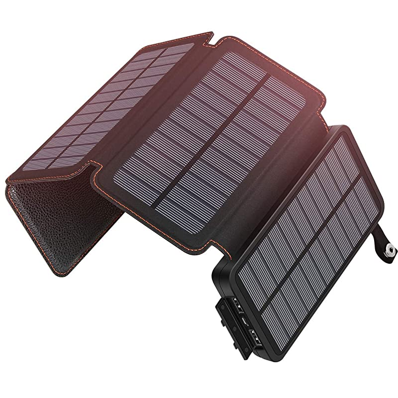Solar Charger 25000mAh Portable Power Bank with 2 USB Output Waterproof Battery Pack Compatible with Most Phones Tablets and More