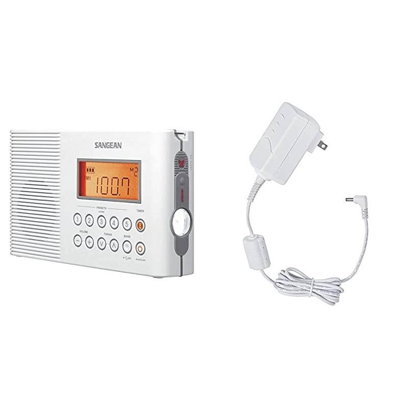 H201 Portable AMFMWeather Alert Digital Tuning Waterproof Shower Radio amp ADPH202 Switching Power AC Adapter for Models H201 H202 H205 and H200