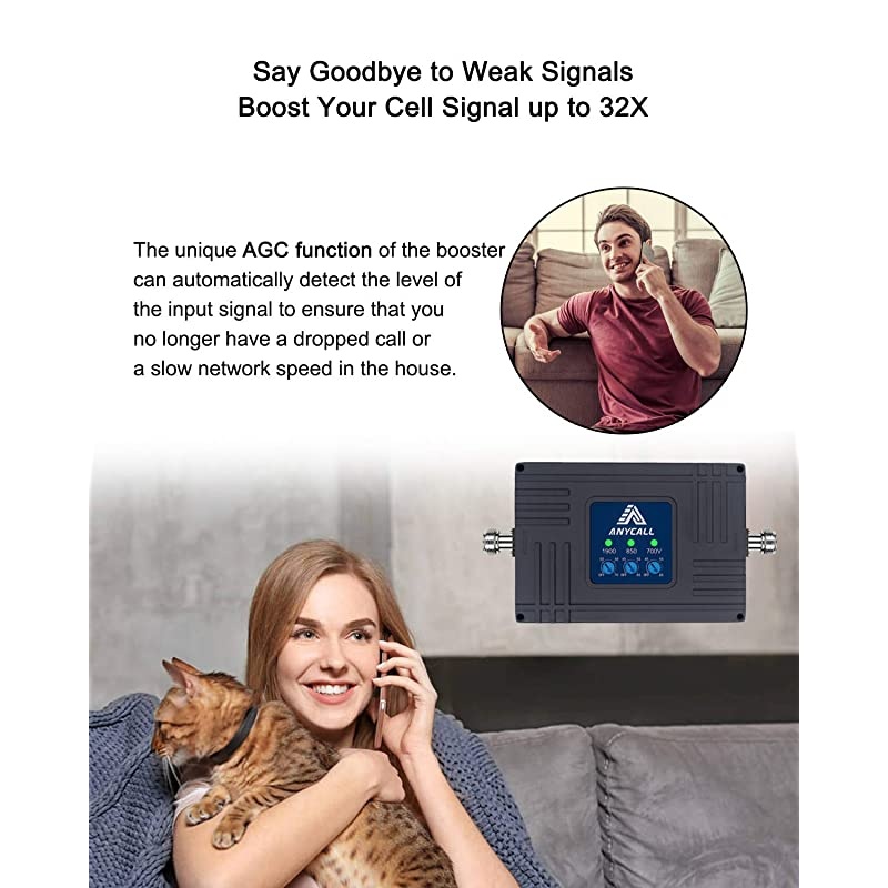 LTE ATT TMobile 65dB 700MHz Cell Phone Signal Booster for Home and Office Band 1217 FDD LTE Mobile Phone Signal Amplifier Including 45 Feet RG58 Cable Repeater Full Kit