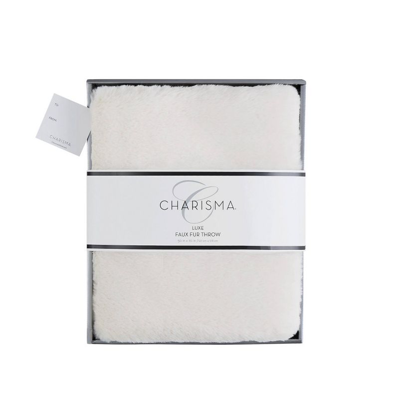 50"x70" Luxe Faux Fur Throw Blanket in Gift Box Ivory - Charisma