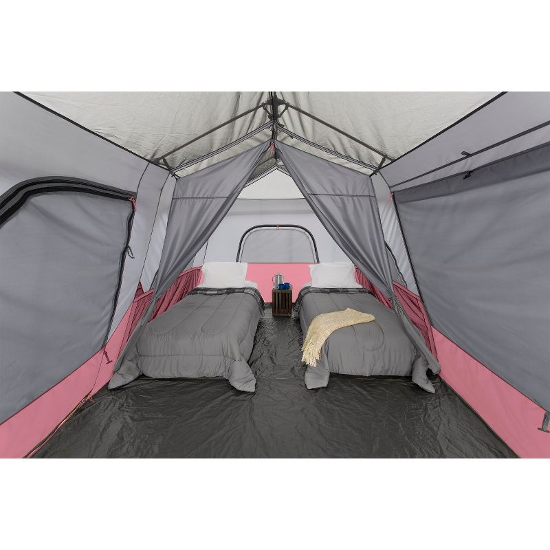 CORE Instant Cabin 14 x 9 Foot 9-Person Water Resistant Family Cabin Tent with Rain Fly, Carry Bag and 60 Second Assembly for Camping, Hiking, Red