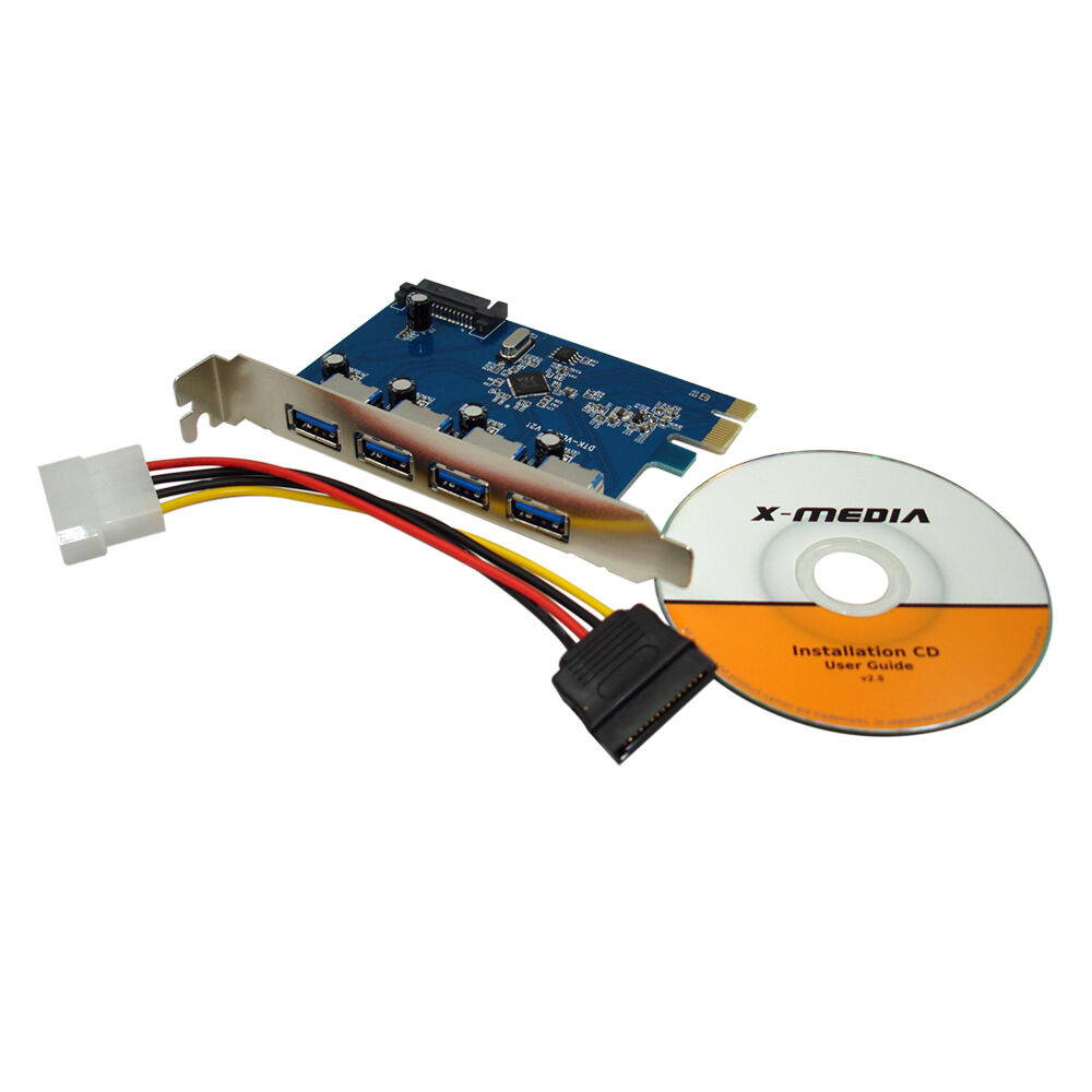 X-MEDIA 4-Port USB 3.0 PCI Express (PCIe) Host Controller Card Adapter