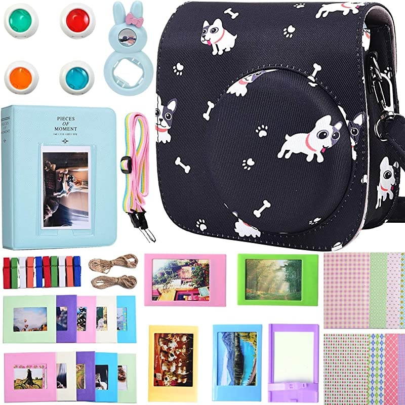 Case & Accessories Compatible with Fujifilm Instax Mini 9/8 / 8+ Instant Film Camera, Bundle Pack Include Album, Filters, Strap & Other Accessories. [Kitty,9 Items Kit] by