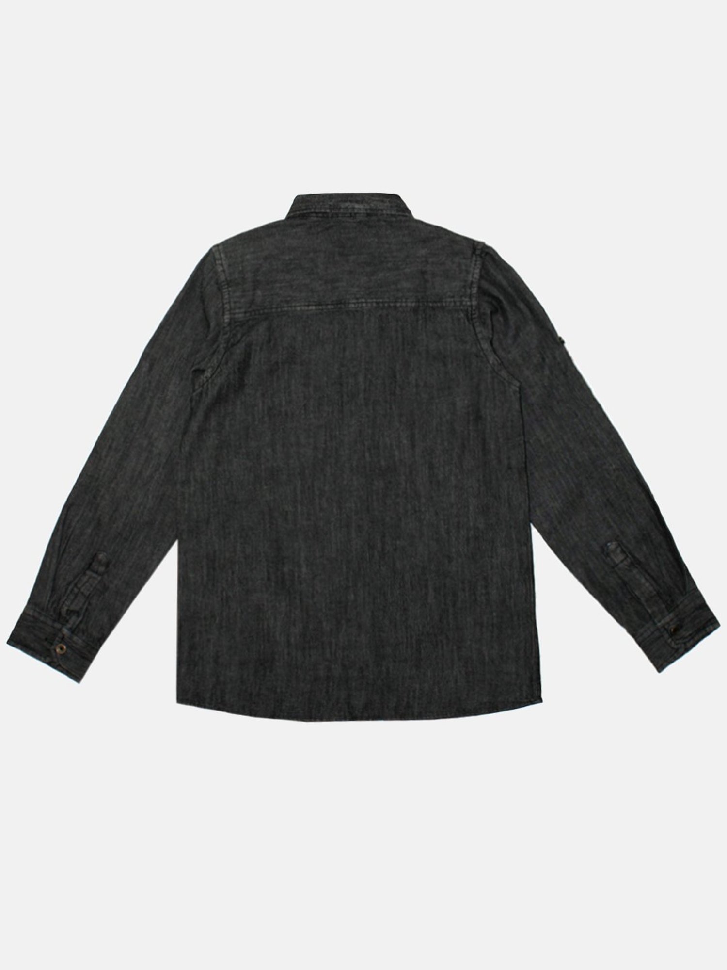 Kiddopanti Kids Black Solid Full Sleeves Shirt