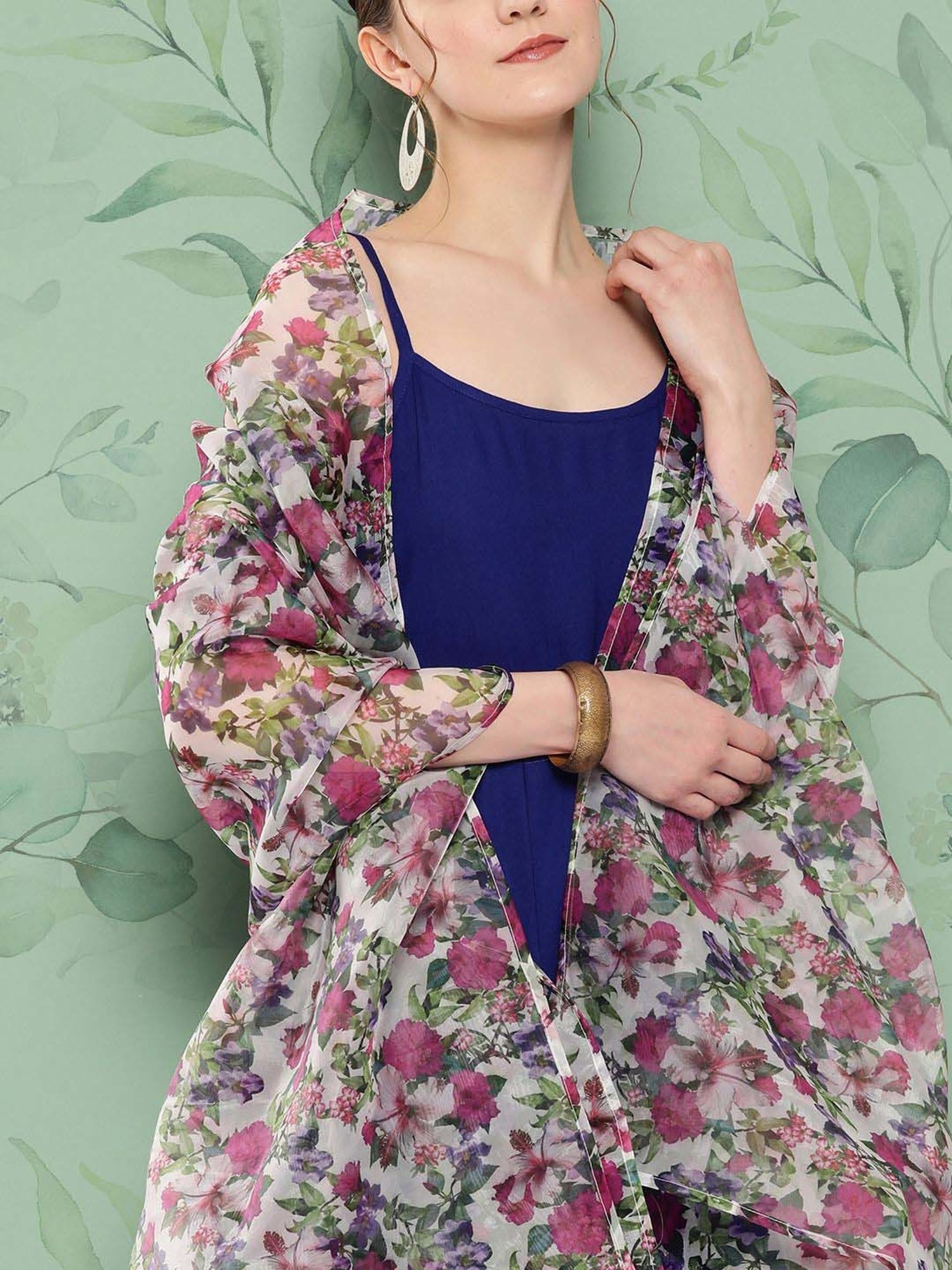 Inweave Blue & White Kurta & Palazzo Set with Dupatta