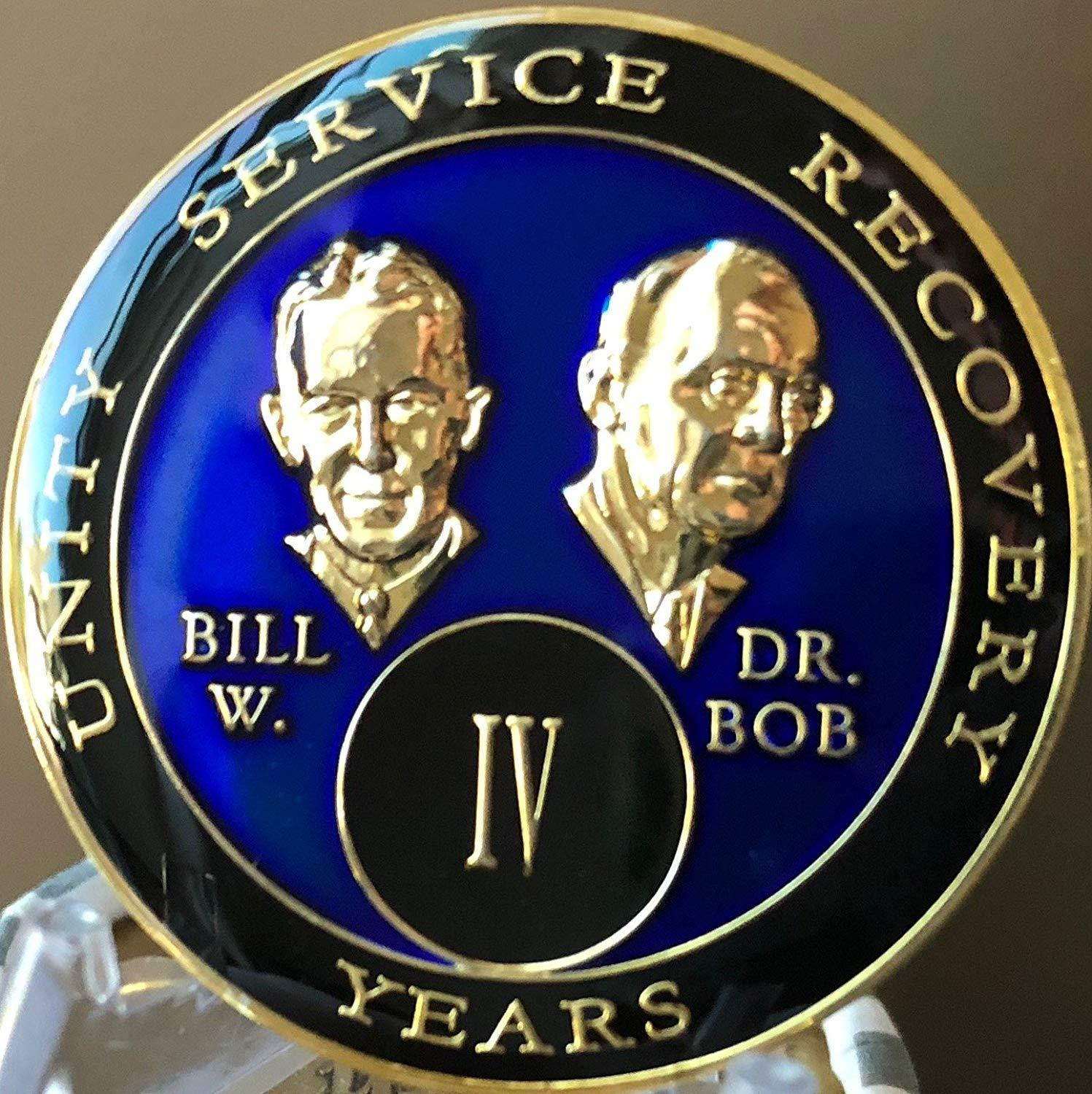 4 Year Founders Blue Tri-Plate AA Medallion Bill & Bob Chip IV