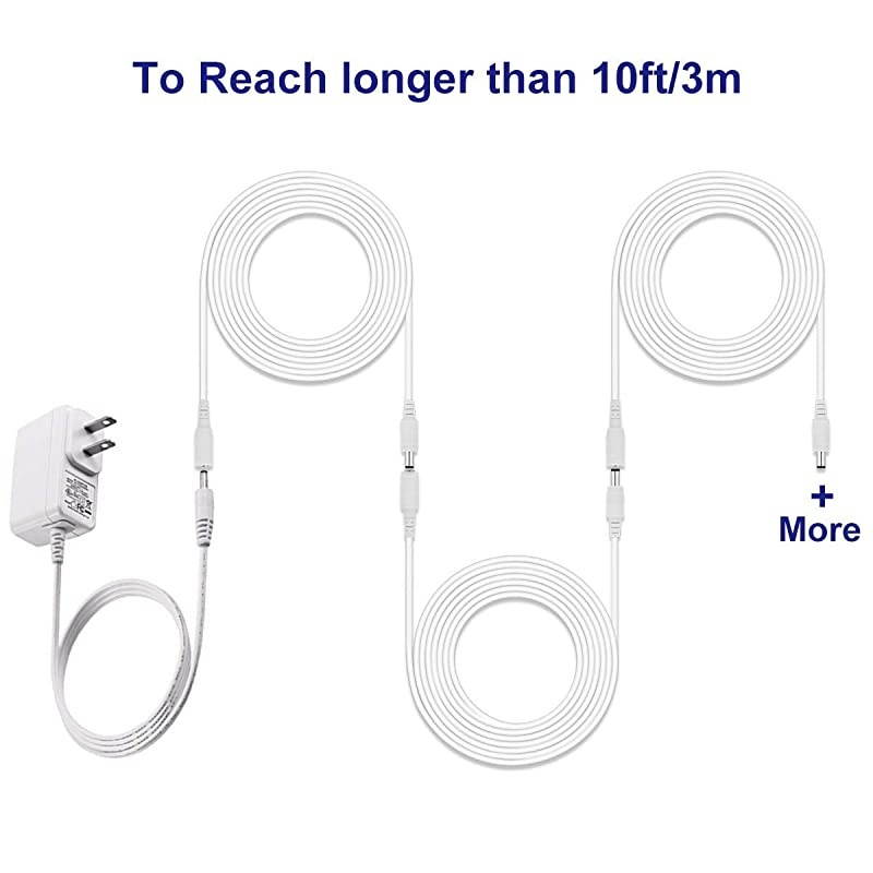 Power Extension Cable,DC 12V Power Adapter Extension Cord, 10M 33ft 2.1mm x 5.5mm, Compatible with 12V DC Adapter Power Supply or Wall Charger for CCTV Security Camera IP Camera(White)