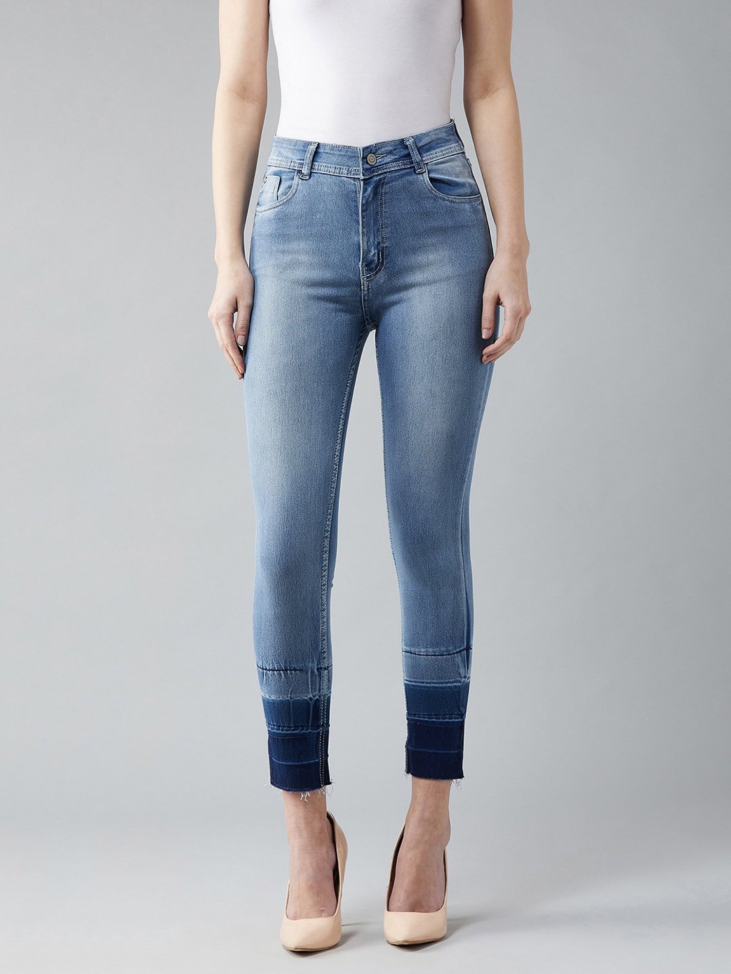 DOLCE CRUDO Blue Denim Skinny Fit High Rise Jeans