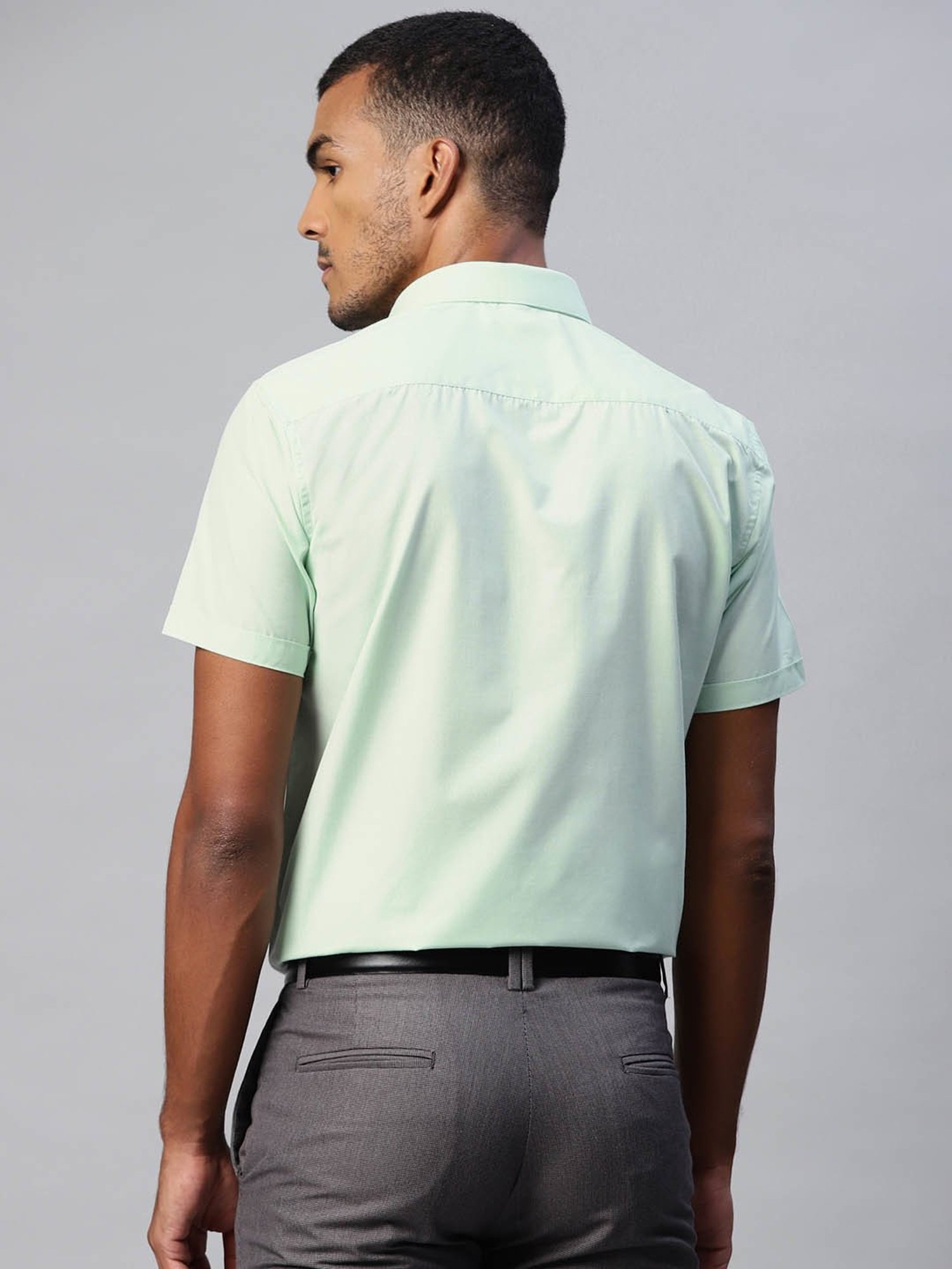 ManQ Light Green Regular Fit Shirt