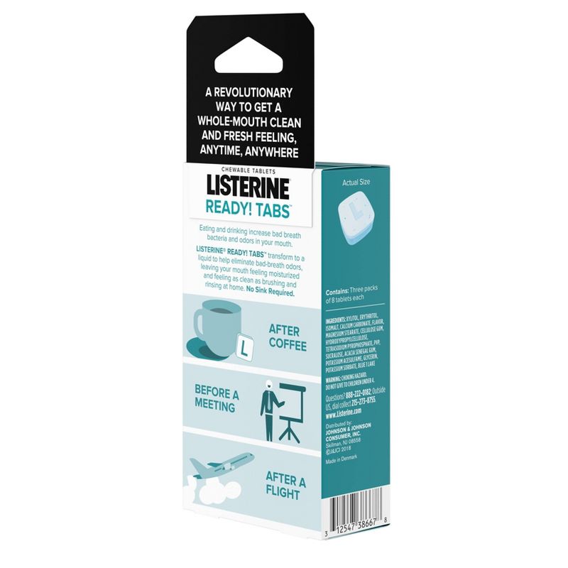 Listerine Ready! Tabs Chewable Tablets with Clean Mint Flavor - 24ct