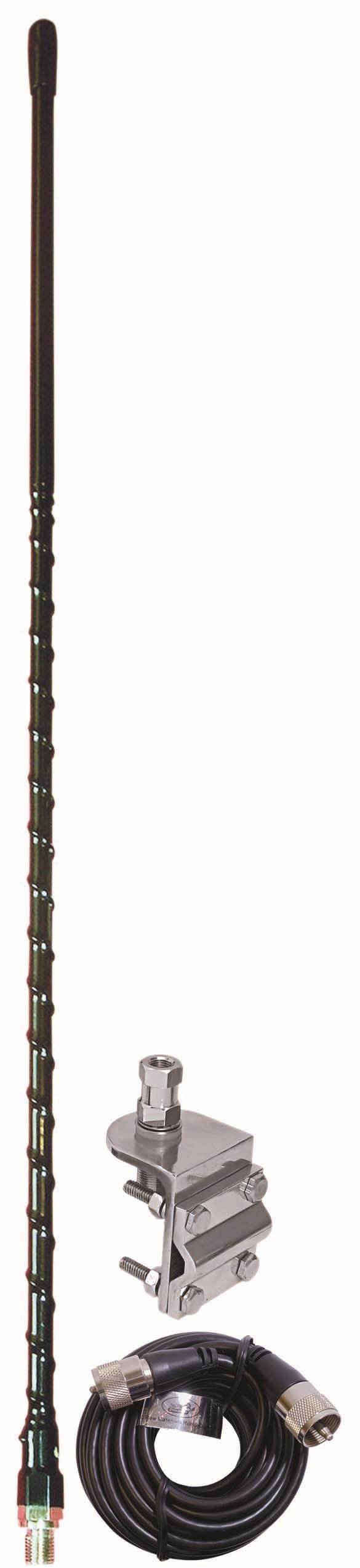 Accessories unlimited AUMM12-B 2 ft. Mirror Mount CB Antenna Kit - Black