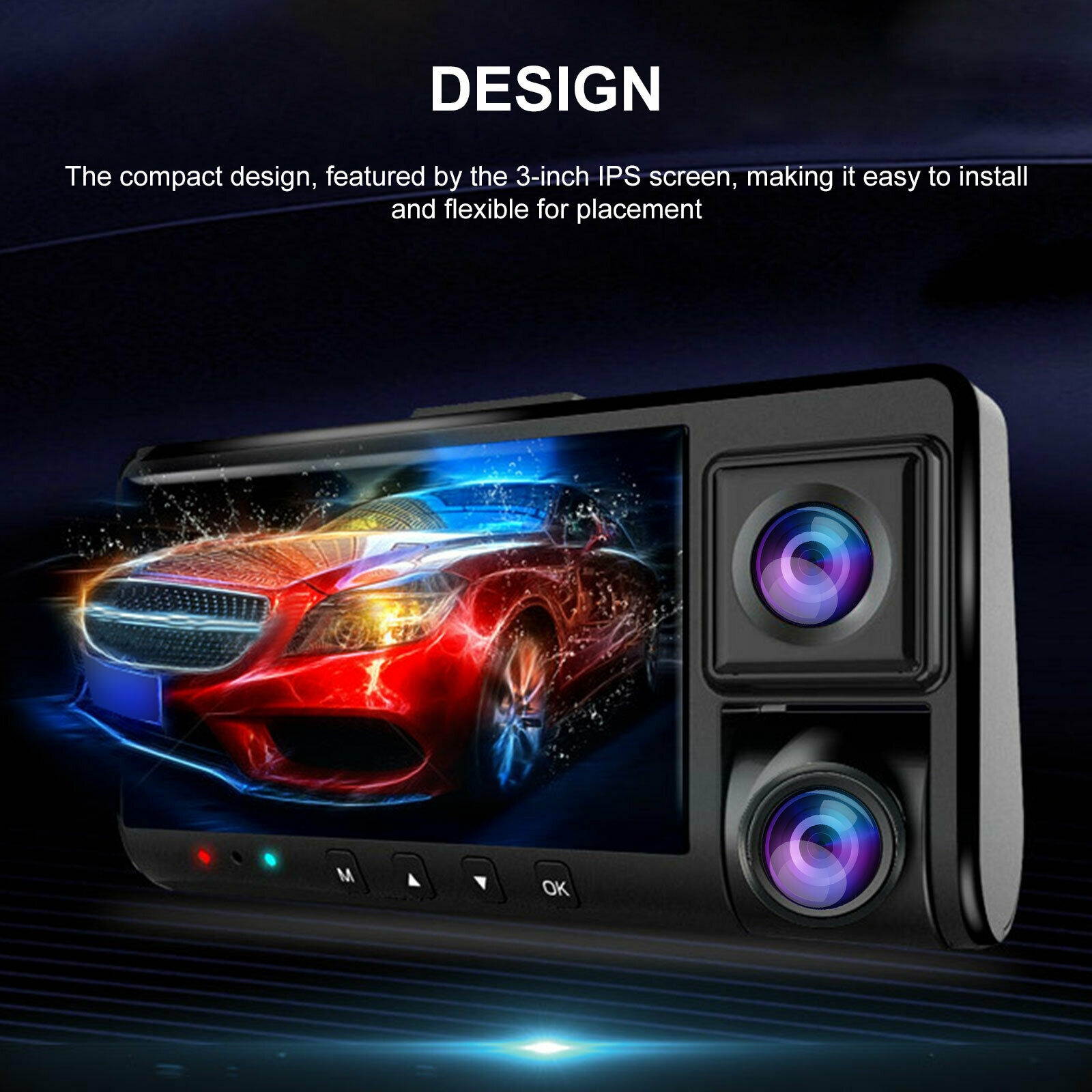 3/4'' Wifi 1080P Dual Lens G-Sensor Car DVR Dash Cam Rear Recorder Camera 170&deg;