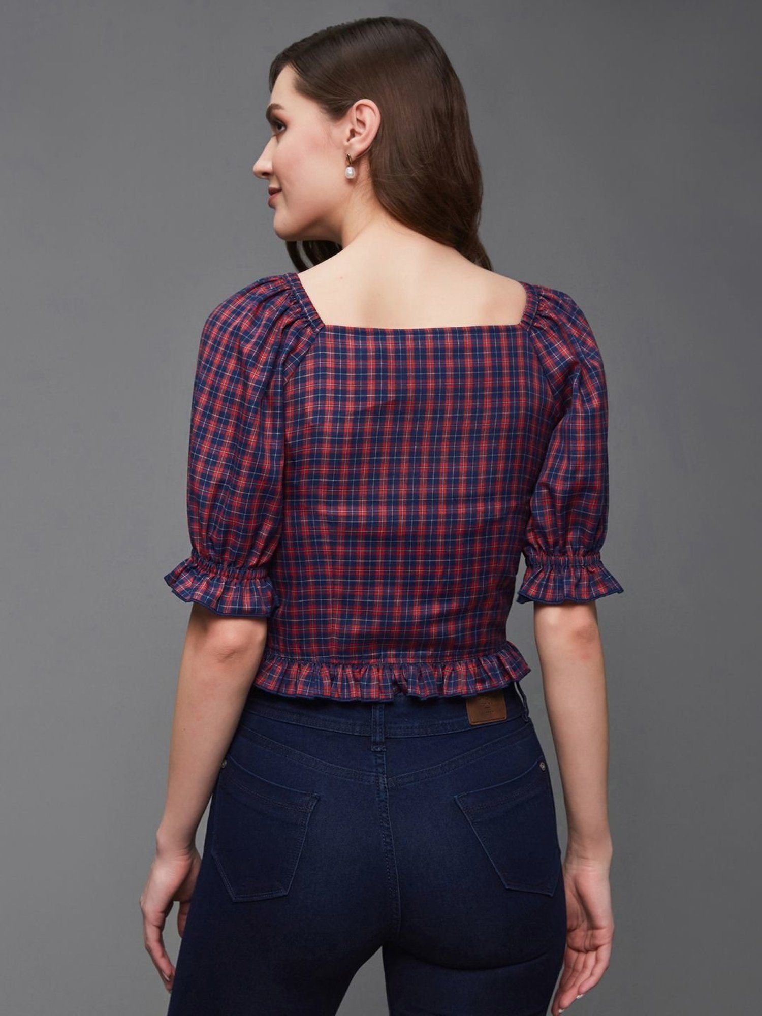 Miss Chase Blue & Red Chequered Top