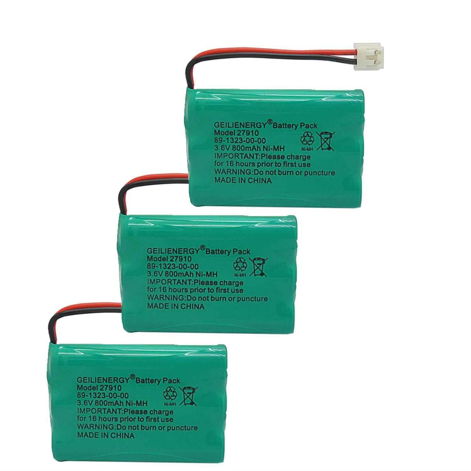 GEILIENERGY 27910 Cordless Phone Battery Rechargeable Compatible with Vtech 89-1323-00-00 at&T E1112 E2801 TL72108 Motorola SD-7501 RadioShack 23-959 Cordless Handsets 3.6V(Pack of 3)