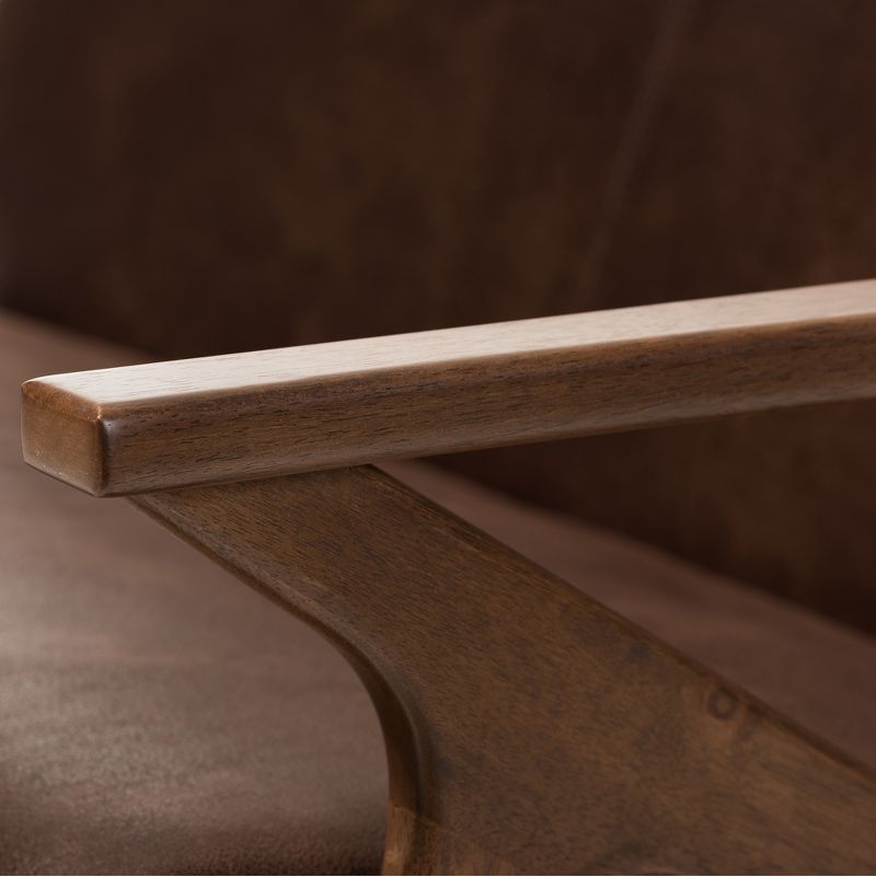 4pc Bianca Mid Modern Walnut Wood Distressed Faux Leather Living Room Sofa Set Dark Brown - Baxton Studio