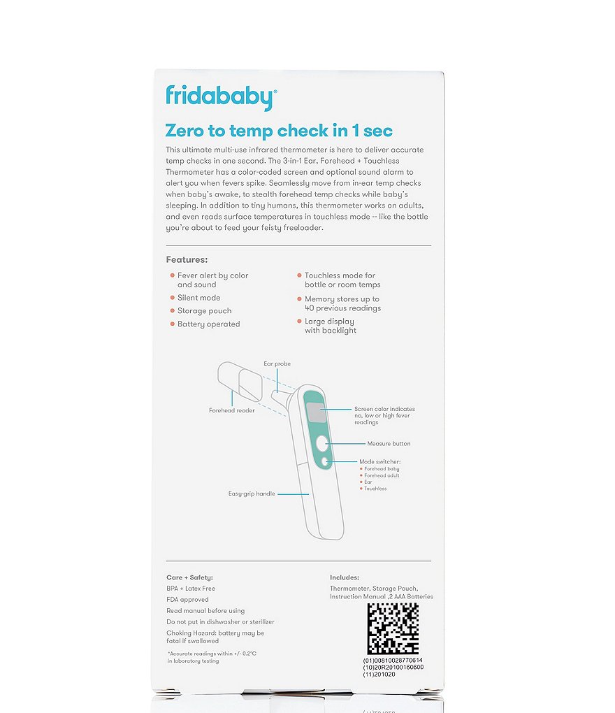 Fridababy 3-in-1 Ear, Forehead + Touchless Infrared Thermometer
