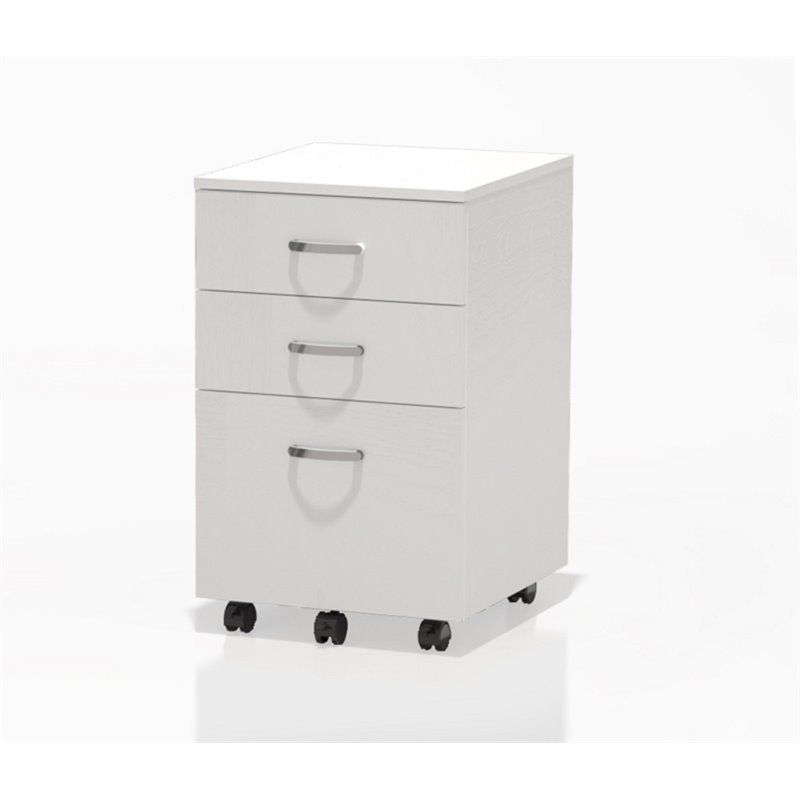 Glass Soho Mobile Filing Cabinet in White-Mayline