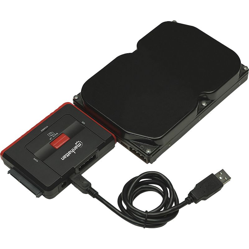 Manhattan 3-in-1 Hi-Speed USB to SATA/IDE Adapter - Transfers data between SATA and IDE external drives when both are simultaneously attached