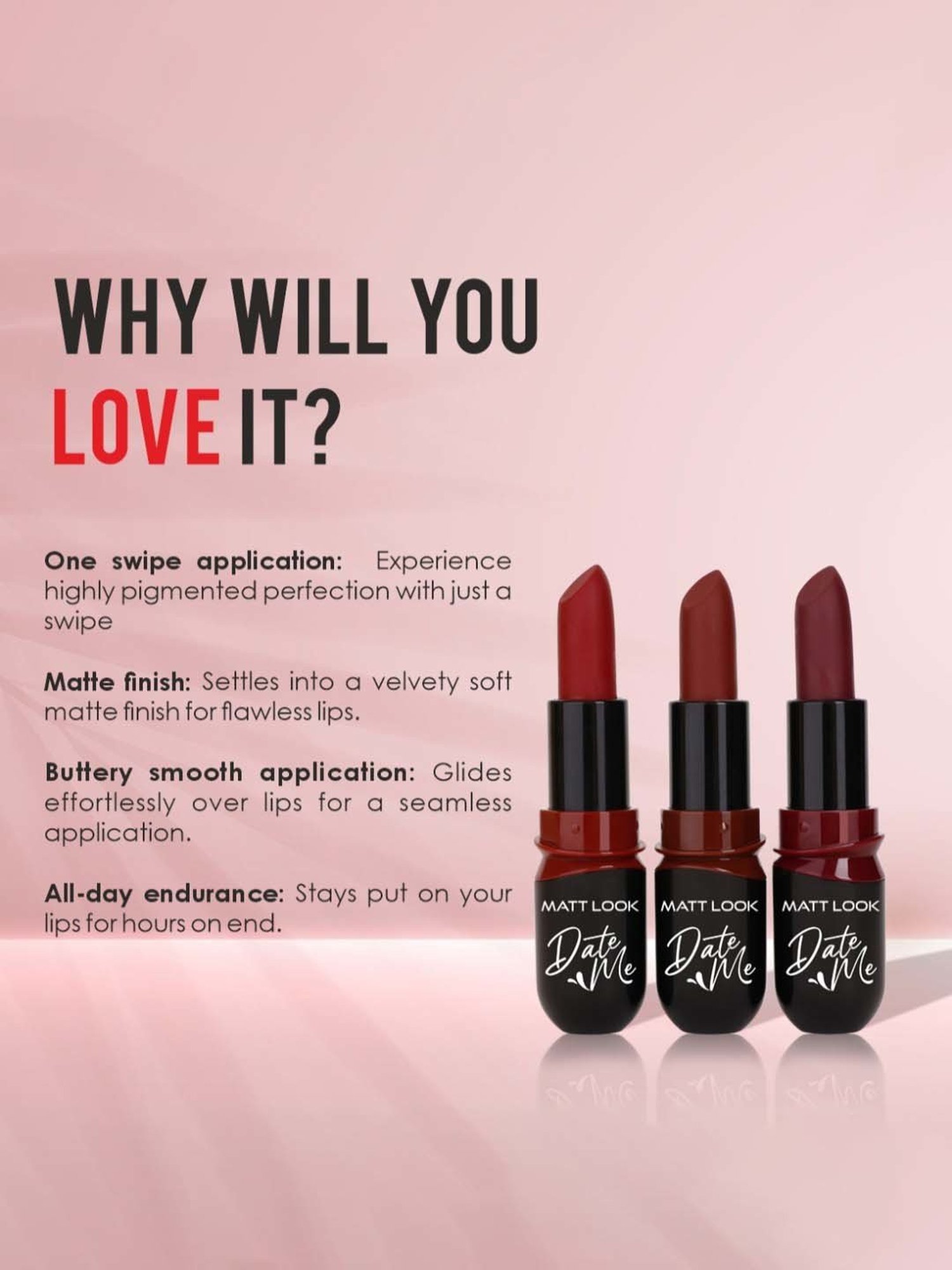 Matt Look Date Me Long Stay Lipstick Set - 03 Pink & Magentas