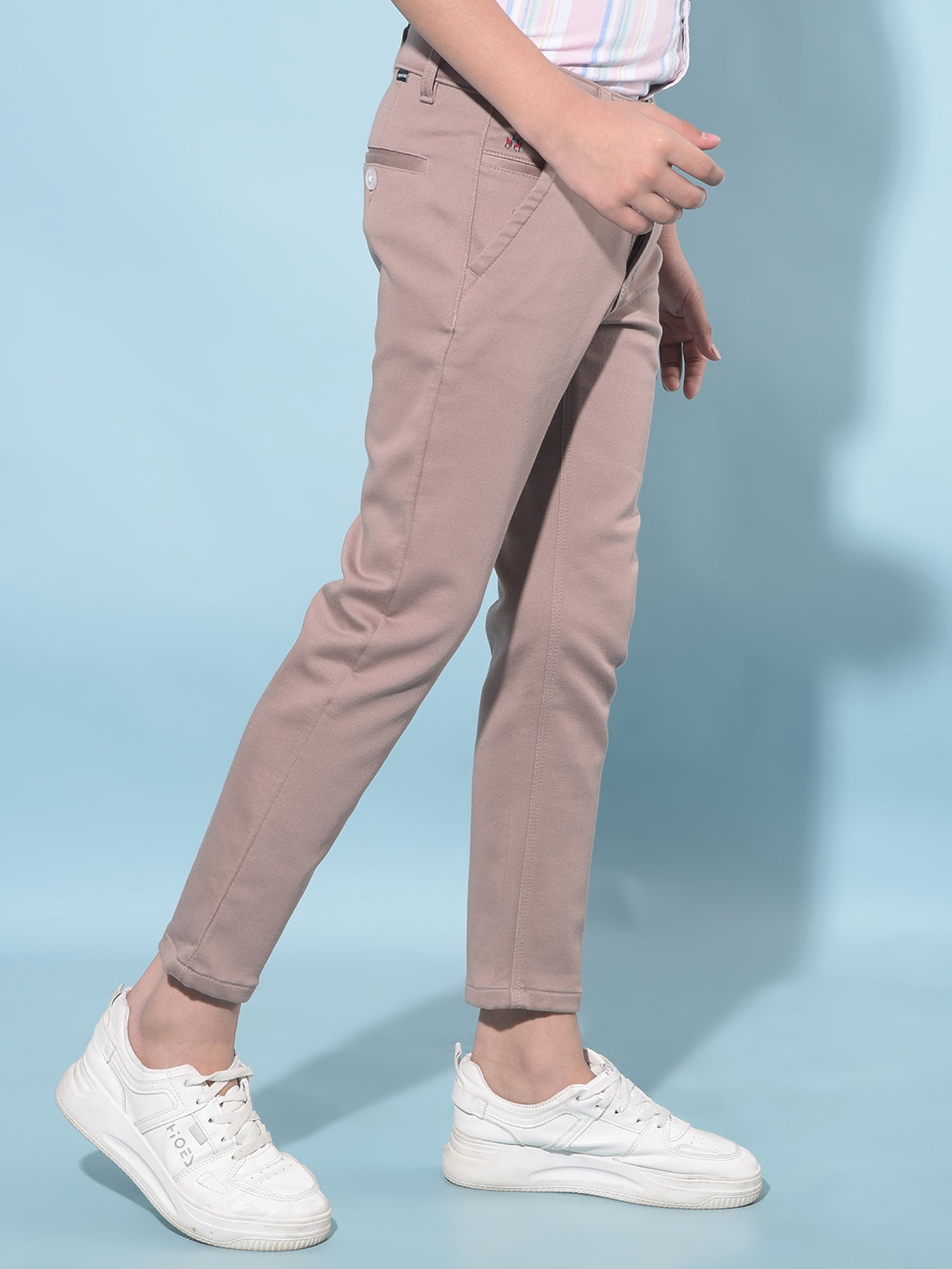 Crimsoune Club Boys Brown Solid Trousers