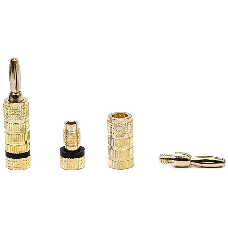 109436 Gold Plated Speaker Banana Plugs 5 Pairs Closed Screw Type amp Banana Binding Post TwoPiece Inset Wall Plate for 2 Speakers Coupler Type