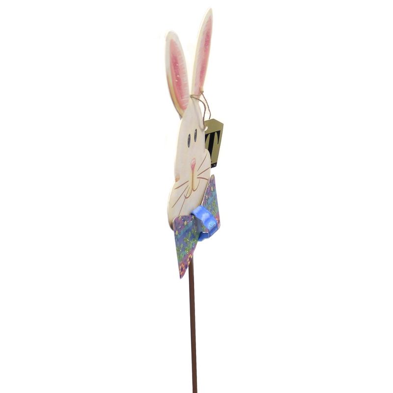 Easter 27.5" Folk-Art Bunnies With Bow-Ties Glitter  -  Decorative Garden Stakes