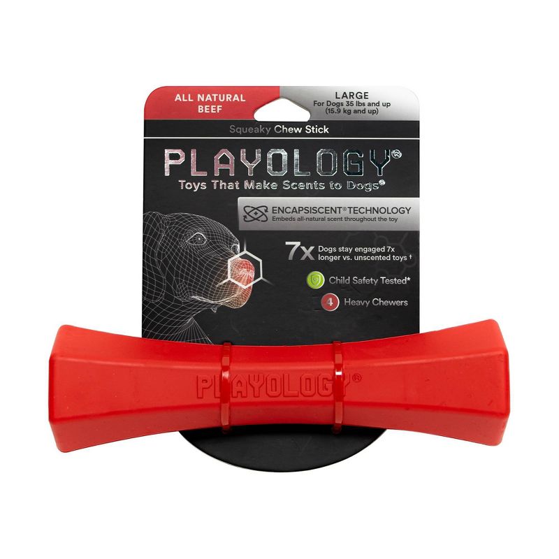 Playology Beef Scent Chew Stick Dog Toy - Red - L