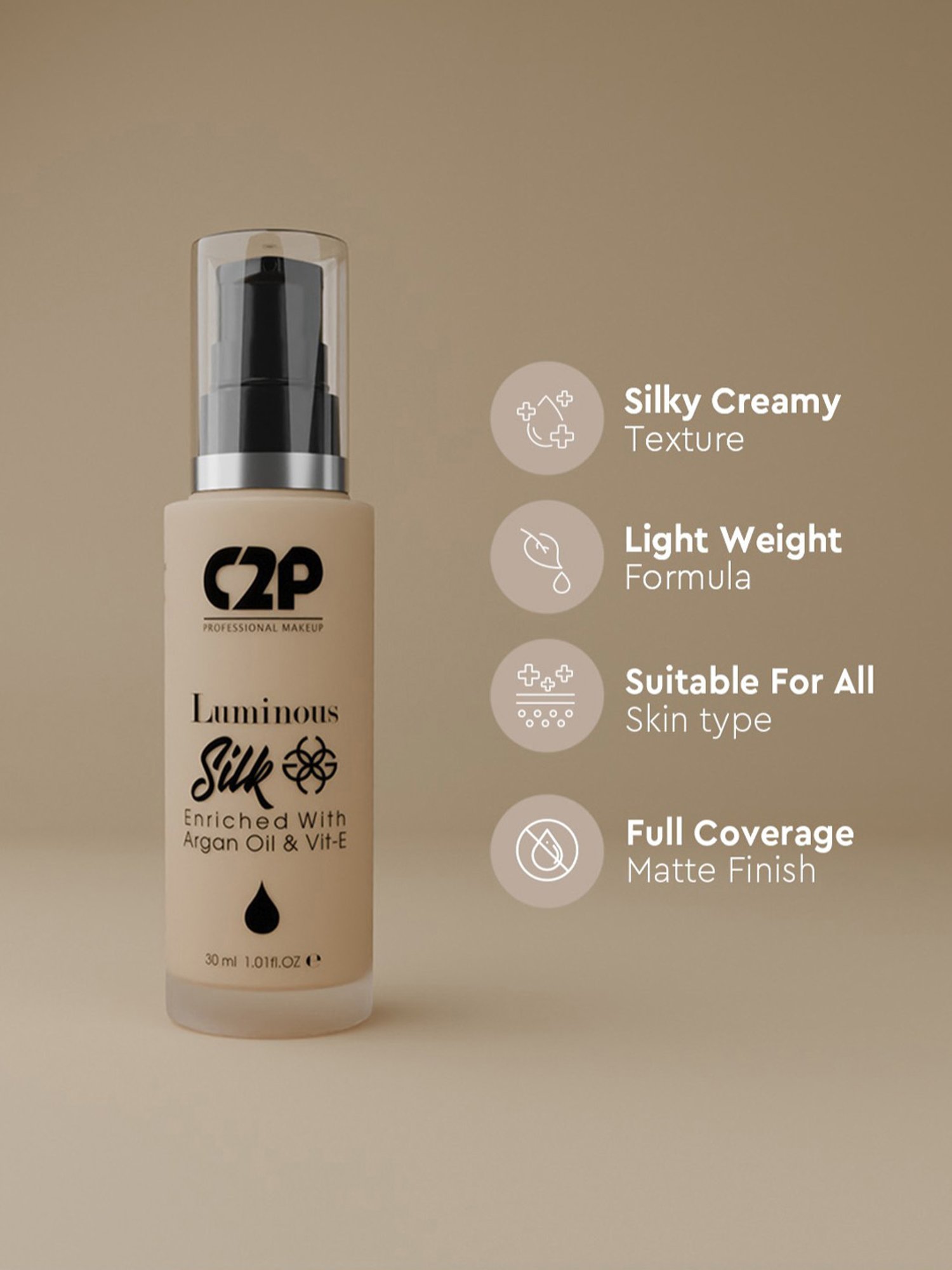 C2P PROFESSIONAL MAKEUP Luminous Silk Foundation Fair 02 - 30 ml