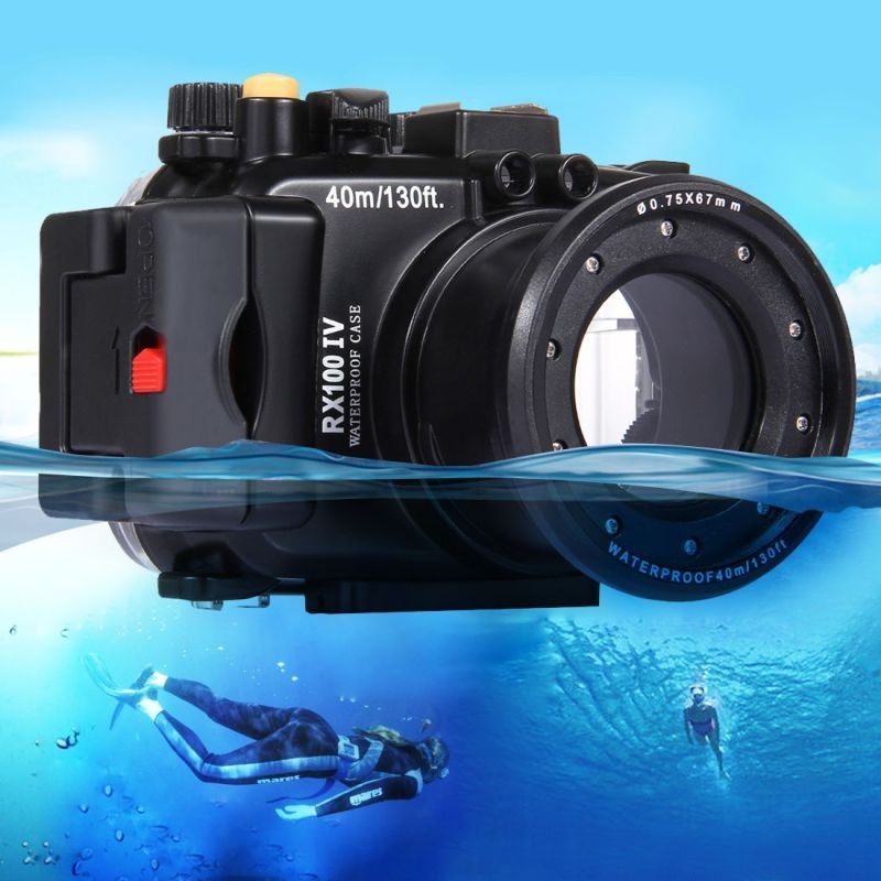 40m Underwater Depth Diving Case Waterproof Camera Housing for Sony RX100 IV Black