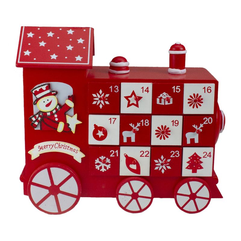 Kaemingk 10.5" Red and White Vintage Advent Calendar Train Christmas Decor