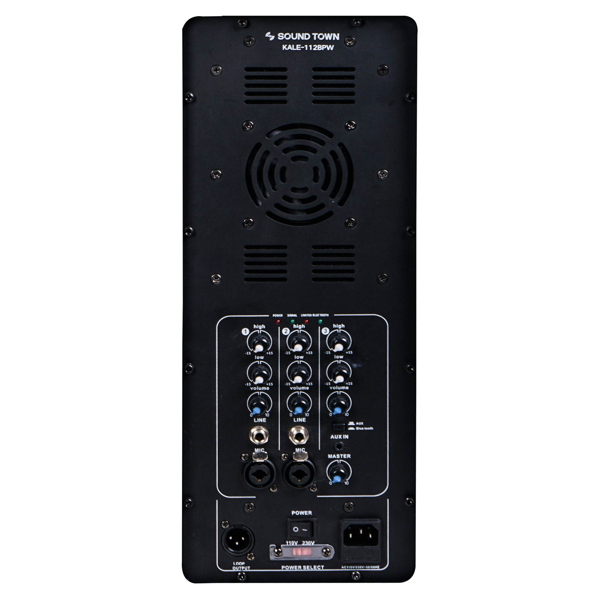 Sound Town 12&rdquo; 700W Powered DJ PA Speaker with Bluetooth, Titanium Compression Driver and 3-Channel Mixer for Bands, Solo Performers, Mobile DJ, Karaoke, Home Studio, Church, Black (KALE-112BPW)