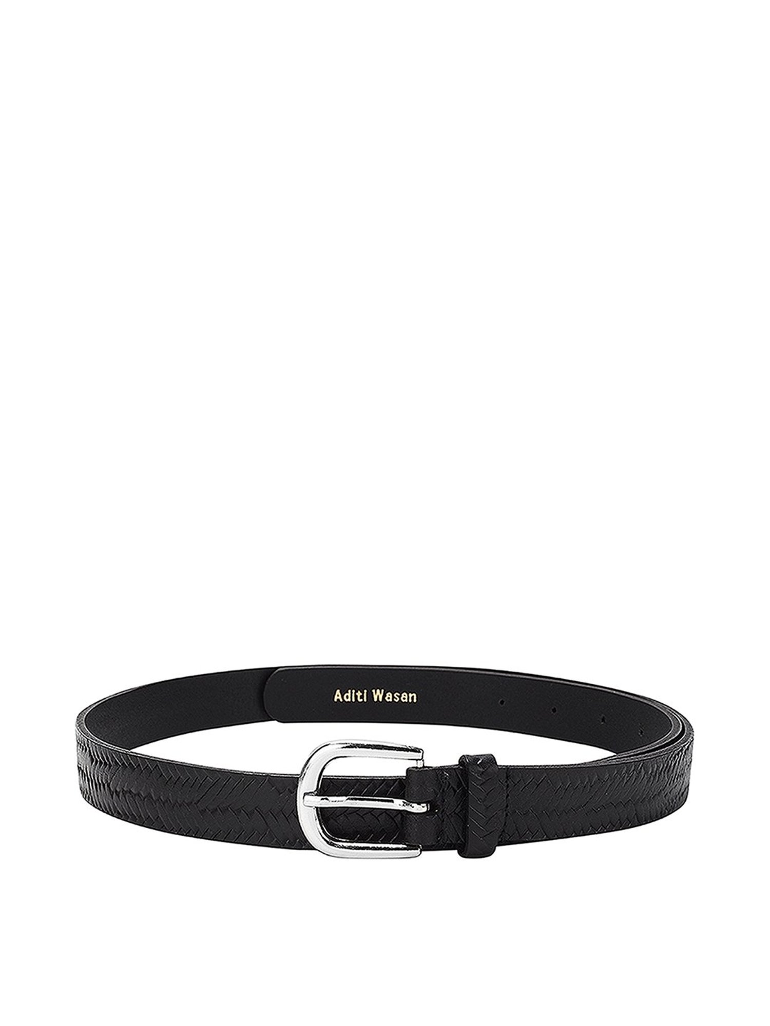 Aditi Wasan Black Leather Waist Belt for Women