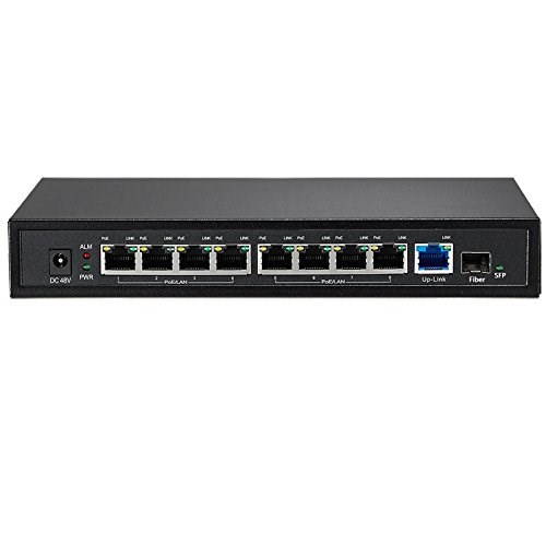 KuWFi SP-1009 Network Switch 9 Gigabit Ports PoE Switch with SFP Fiber port or IP Camera and Ceiling AP