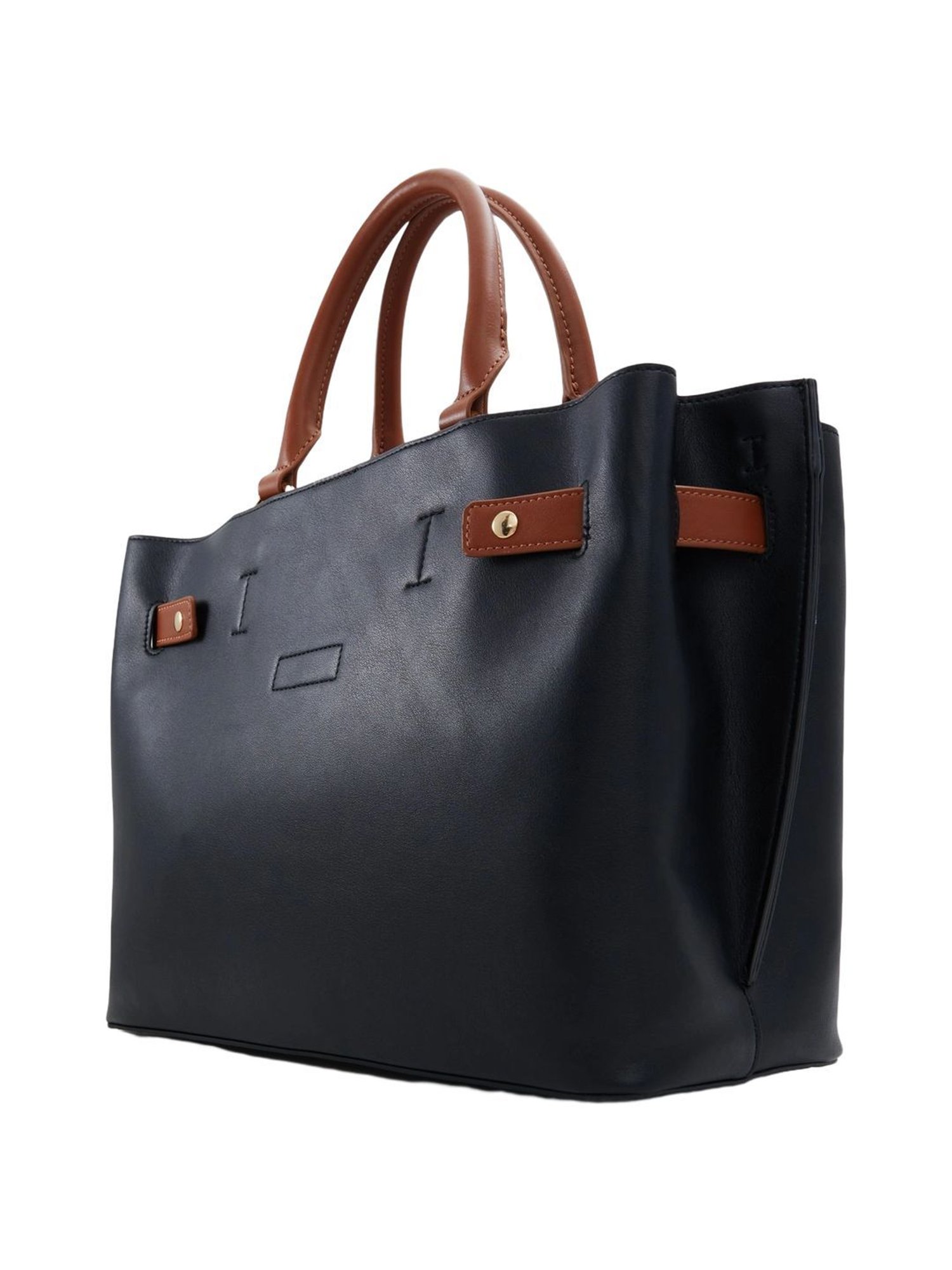 Call It Spring Black & Brown Color Block Large Satchel Handbag