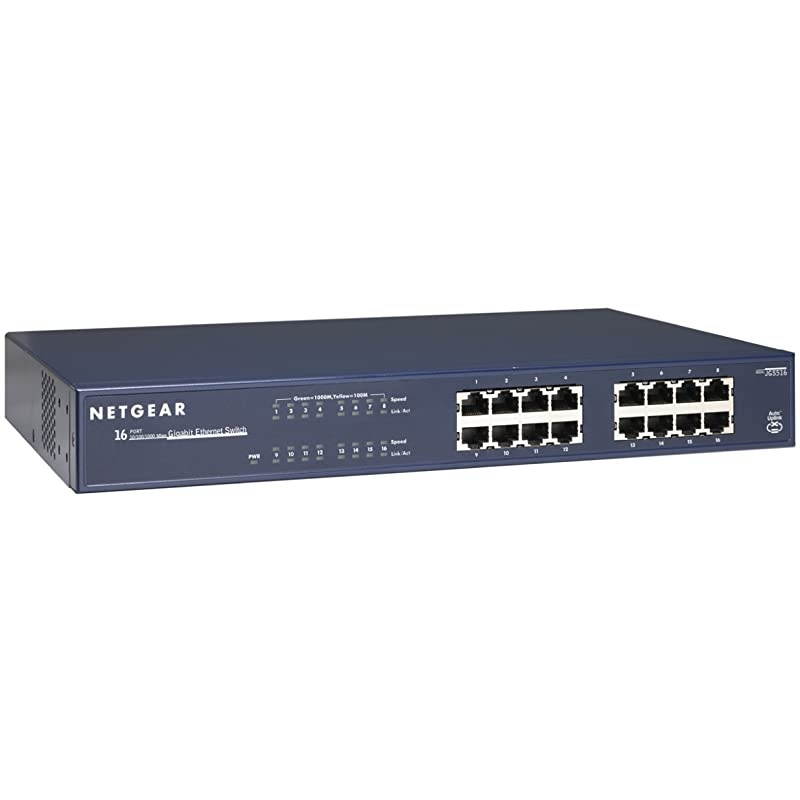 16-Port Gigabit Ethernet Unmanaged Switch (JGS516) - Desktop or Rackmount, and Limited Lifetime Protection