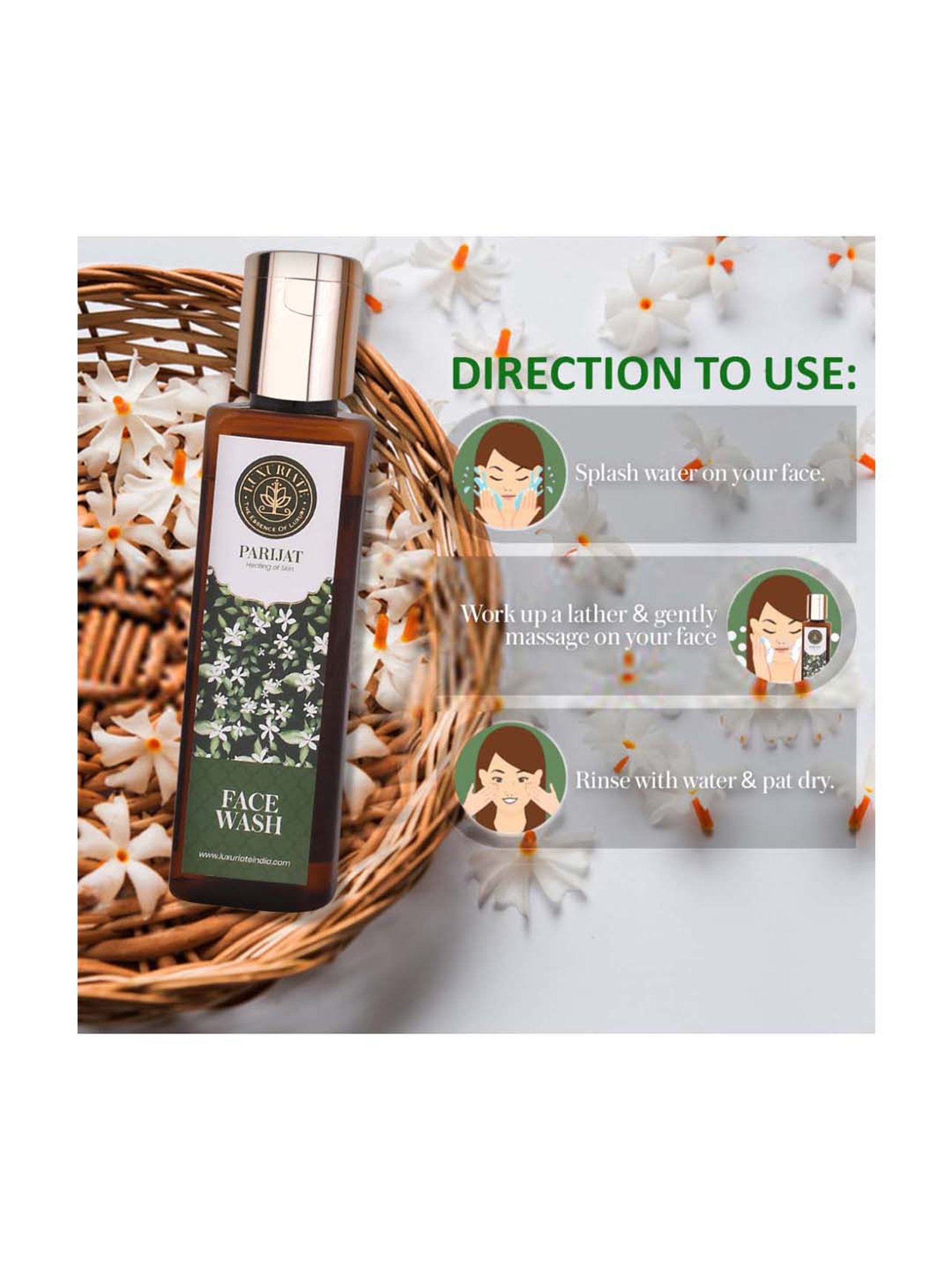 Luxuriate Parijat Face Wash for Healing of Skin & Cleanser - 100 ml