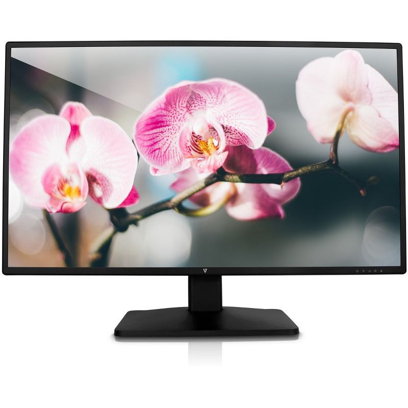 V7 L27ADS-2N 27 Inch FHD Full HD 1920 x 1080 6ms 60Hz 16:9 Integrated Speakers Ultra Thin Bezel Widescreen LED LCD TN Monitor - Black