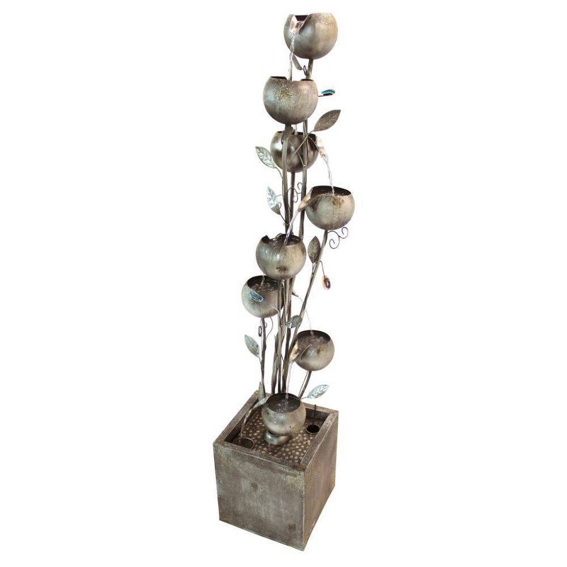 Abstract Floral Cascding Metal Tower Fountain - Acorn Hollow
