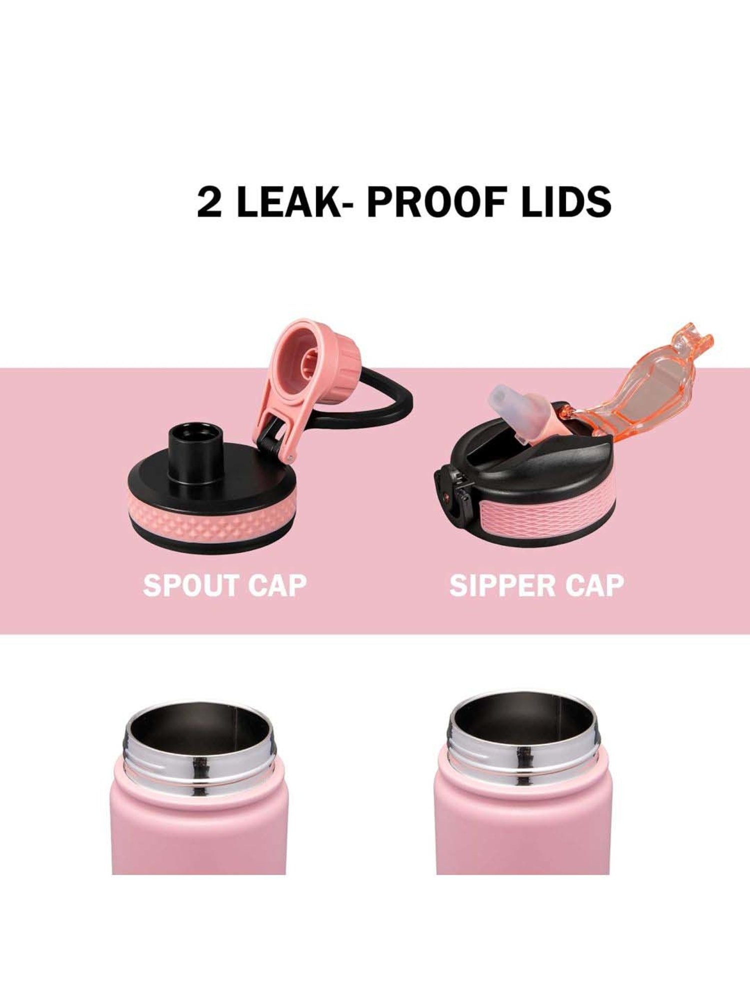 Pigeon Pink Stainless Steel Rush Thermos Flask With Straw & Screw Cap (1 L)