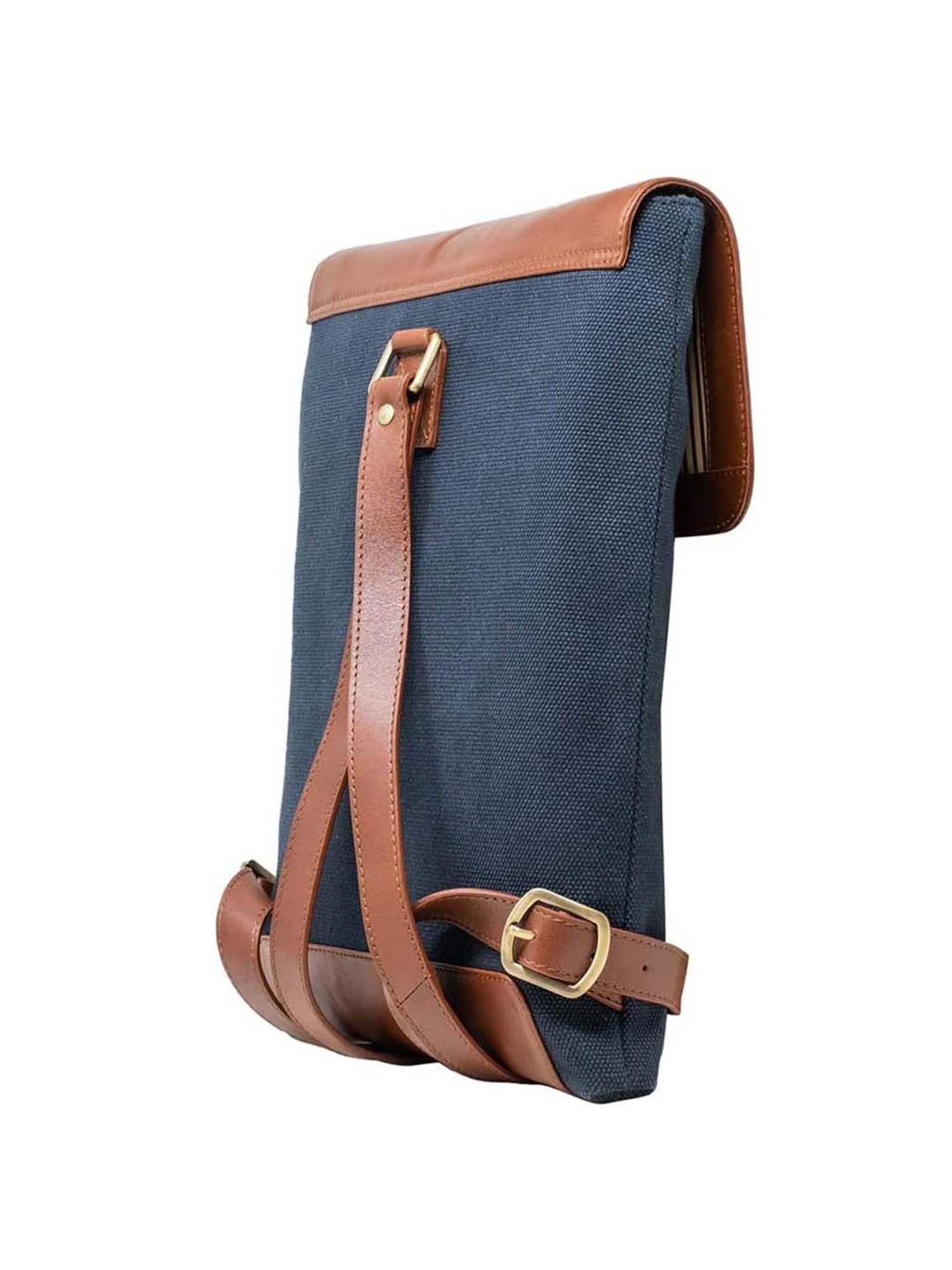 Tohl Blue Leather Large Convertible Backpack