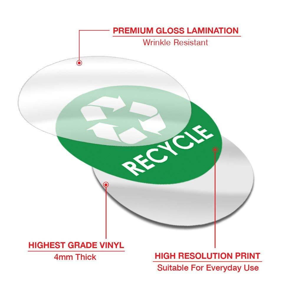 Recycle Trash Bin Logo Sticker - 4" x 4" - 20 PACK - Organize & Coordinate Garbage Waste from Recycling - Great for Metal Aluminum Steel or Plastic Trash Cans - Indoor & Outdoor - Home Kitchen Office