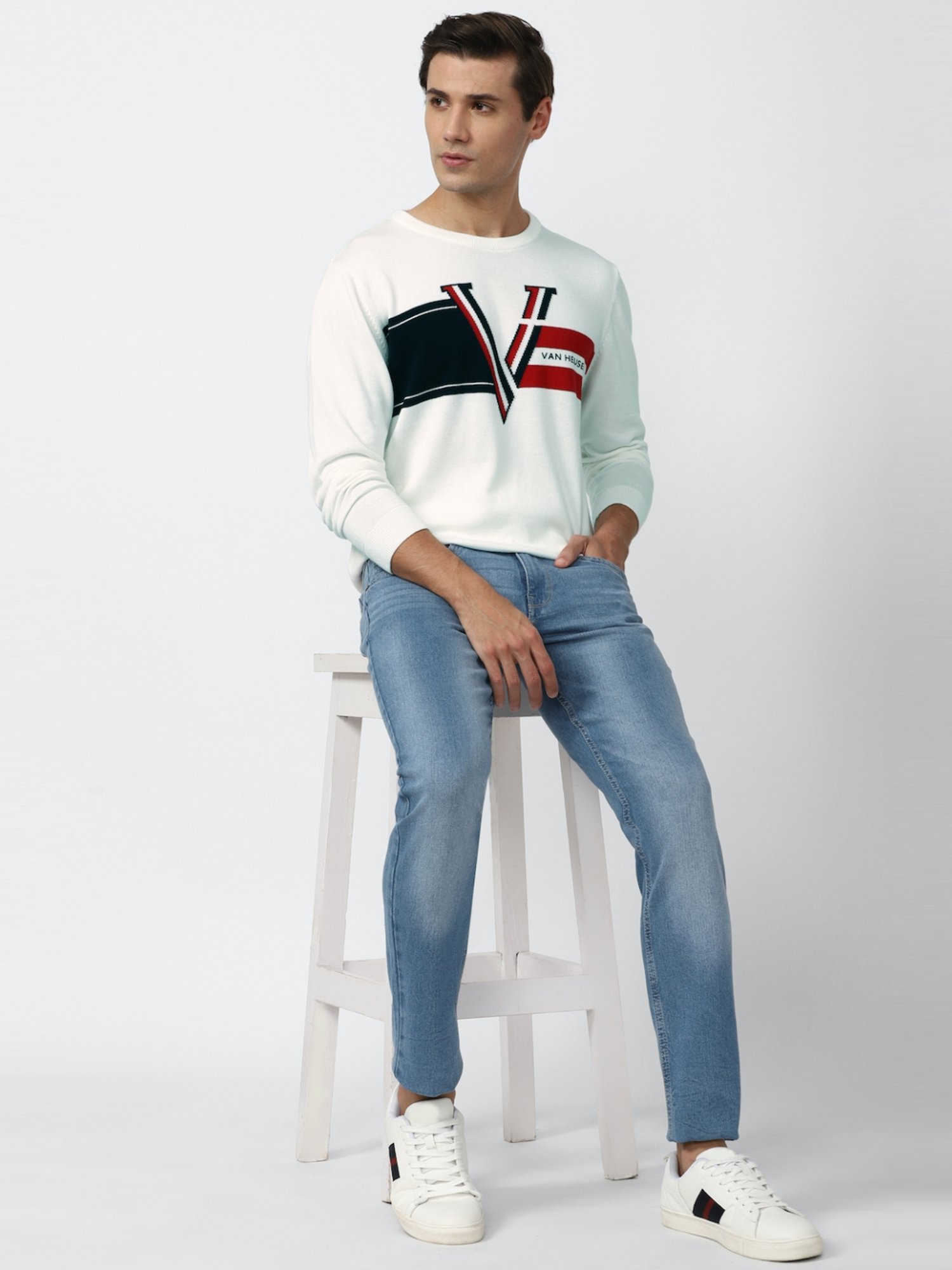 Duke Wine Self Striped Sweater