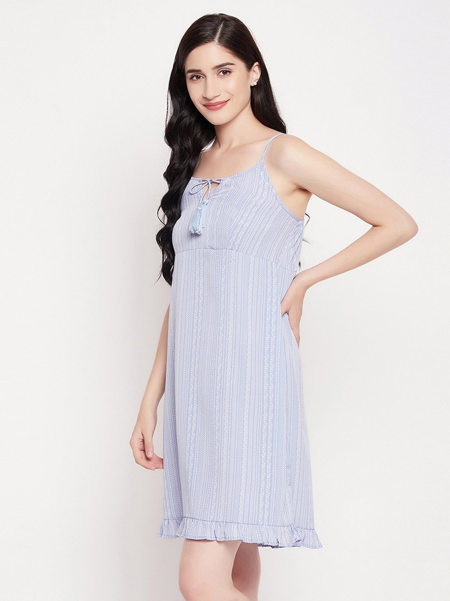 Clovia Blue Striped Beachwear