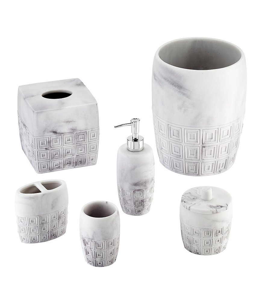 H Halston Marble Wastebasket
