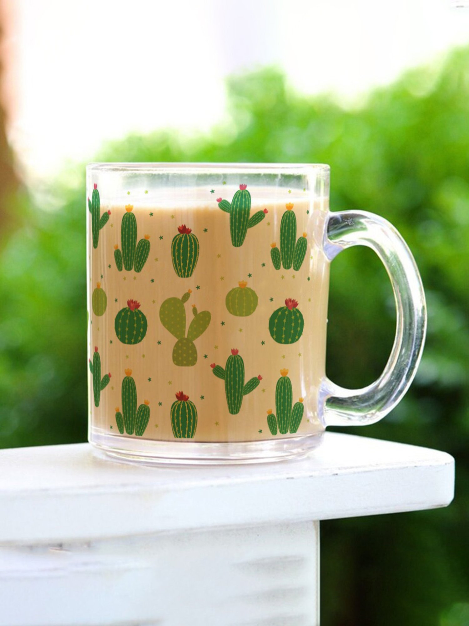 Gathari Cactus Transparent Glass Coffee Mug