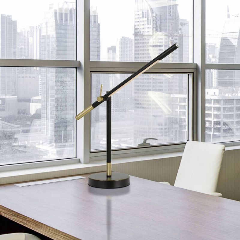 27" Metal AdjusDesk Virton Arm Desk Lamp (Includes LED Light Bulb) Black/Antique Brass - Cal Lighting