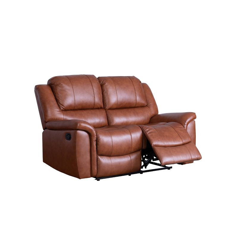 Joel Top Grain Leather Reclining Loveseat Camel - Abbyson Living