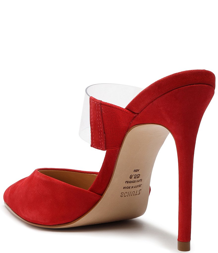 Schutz Sionne Suede & Clear Strap Dress Mules