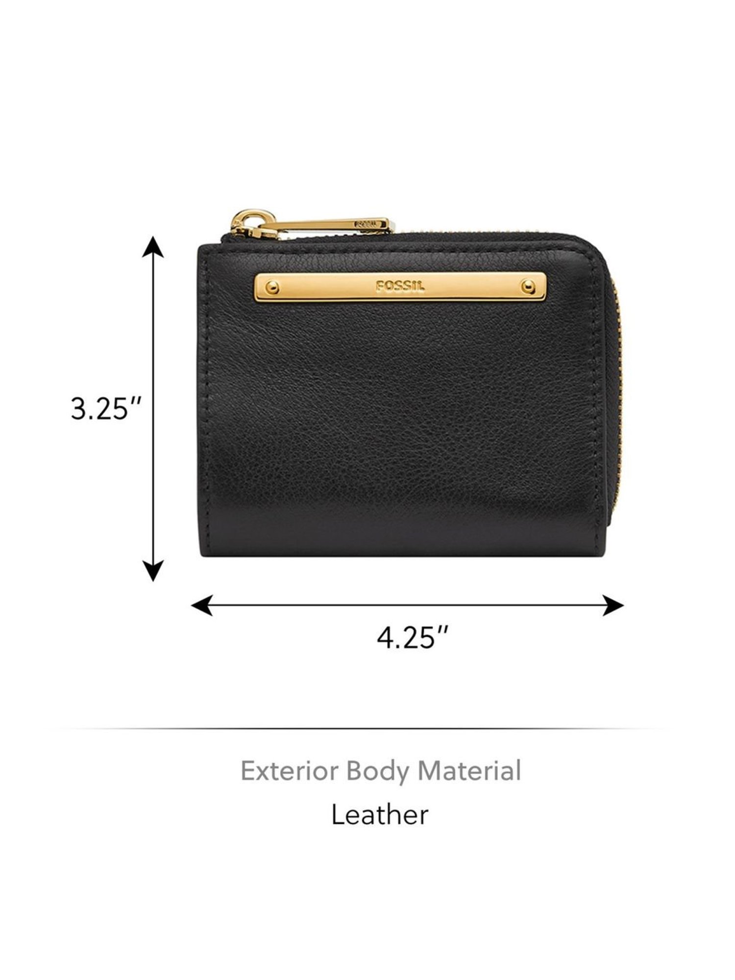 Fossil Liza Black Solid Zip Around Wallet for Women