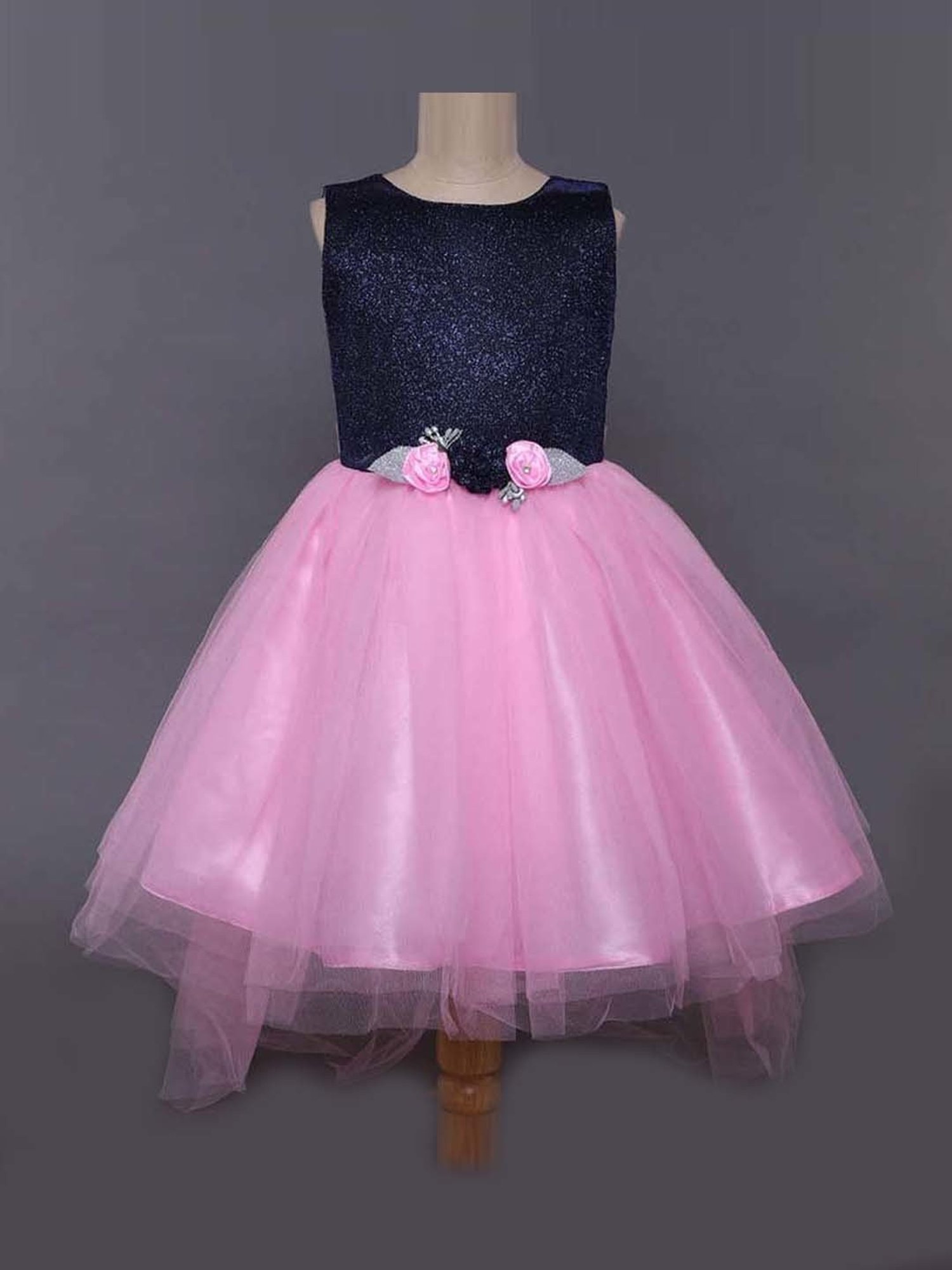 The Magic Wand Kids Navy & Pink Regular Fit Dress